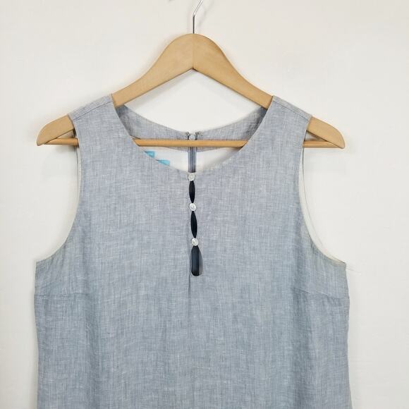 Island Company Castaway Shift Dress 100% Linen Blue Size Large - Picture 5 of 8